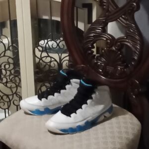 White and Blue High-Top Sneakers